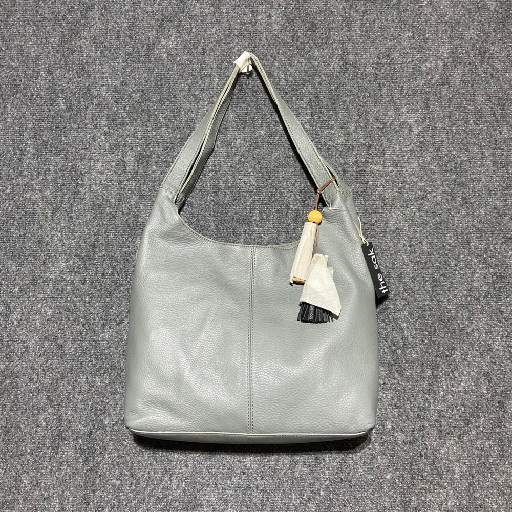 The Sak Huntley Pebbled Leather Hobo Shoulder Bag Slate Gray 108506 NWT